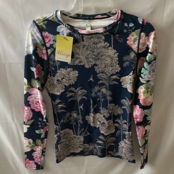 MAAJI Botanical Floral Swim Surf Long Sleeve Rashguard Sz MEDIUM - Picture 1 of 2